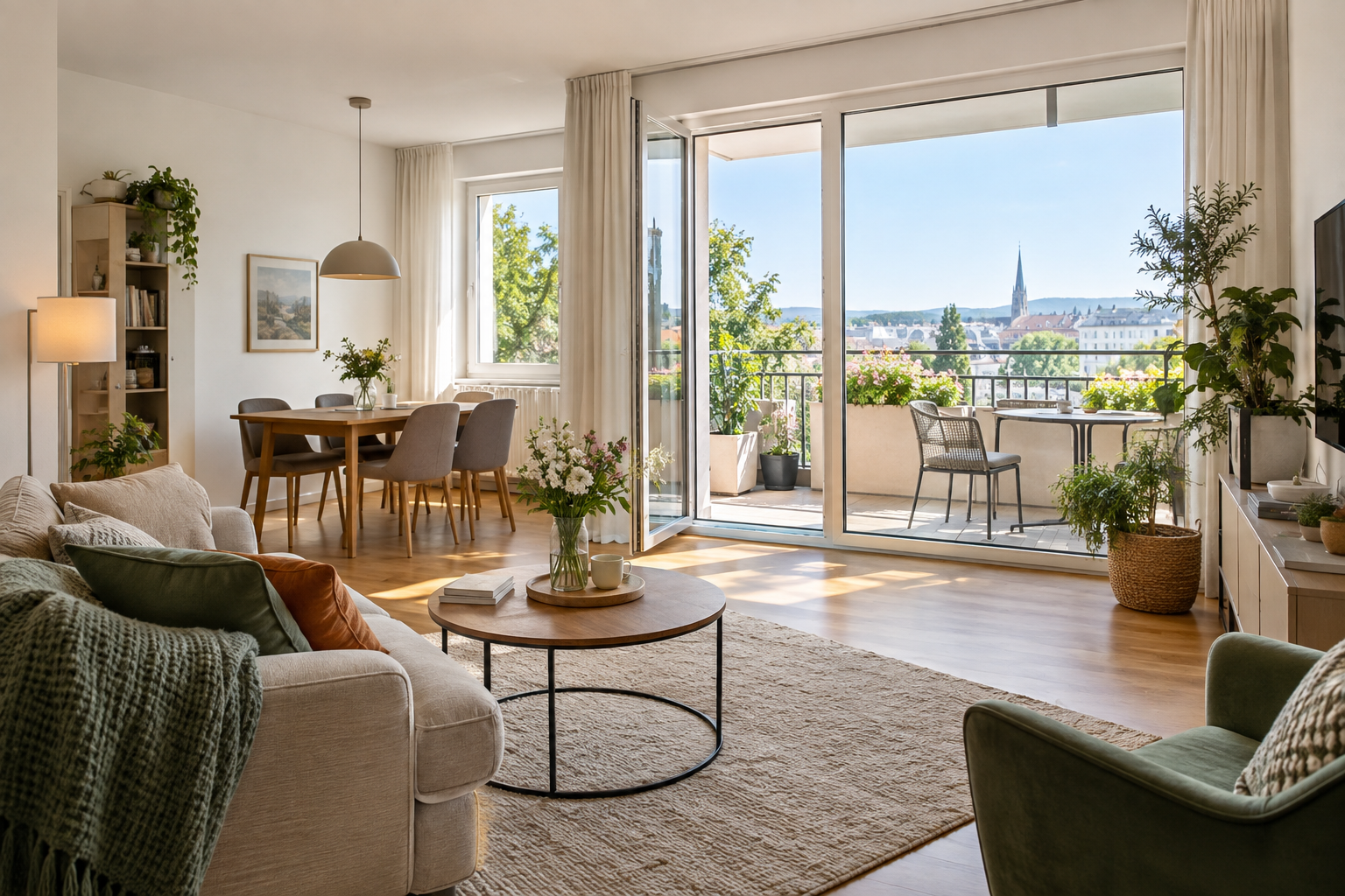 Helle Stadtwohnung mit Balkon und angenehmer Aussicht